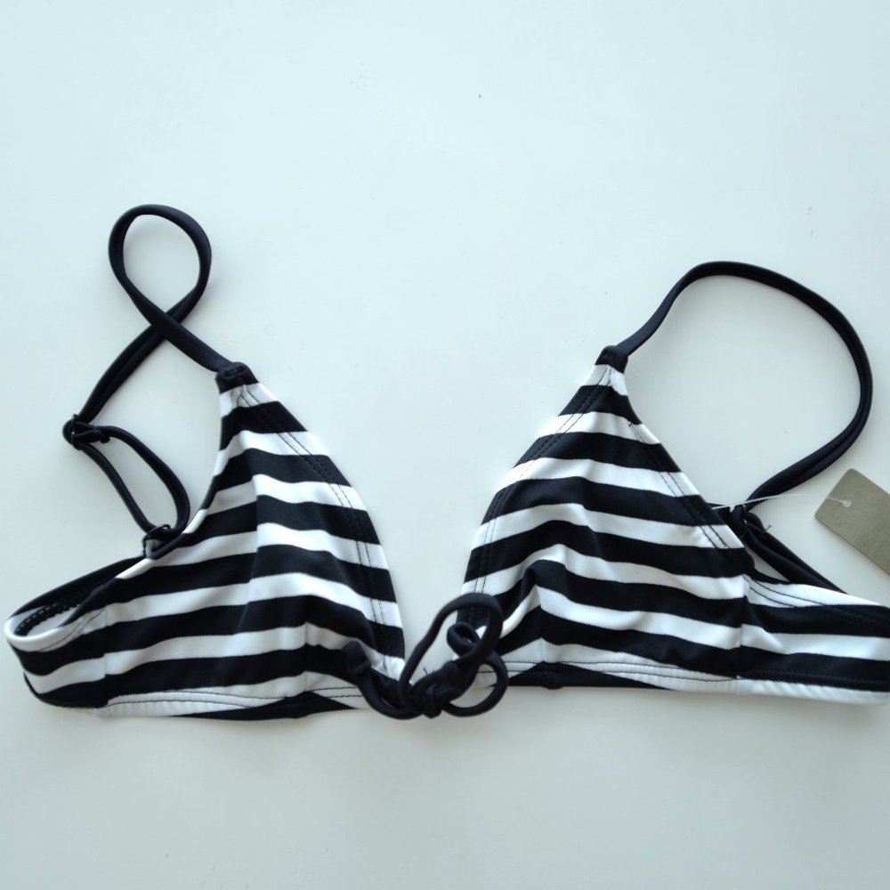 J.Crew SAILOR STRIPE TIE-FRONT FRENCH BIKINI TOP